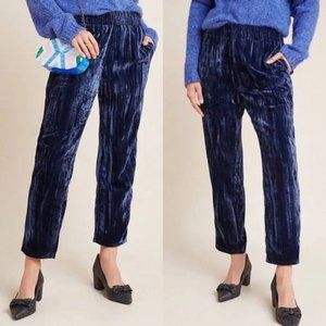 Anthropologie Tina + Jo Josephine Deep Blue Crushed Velvet Ribbed Pants